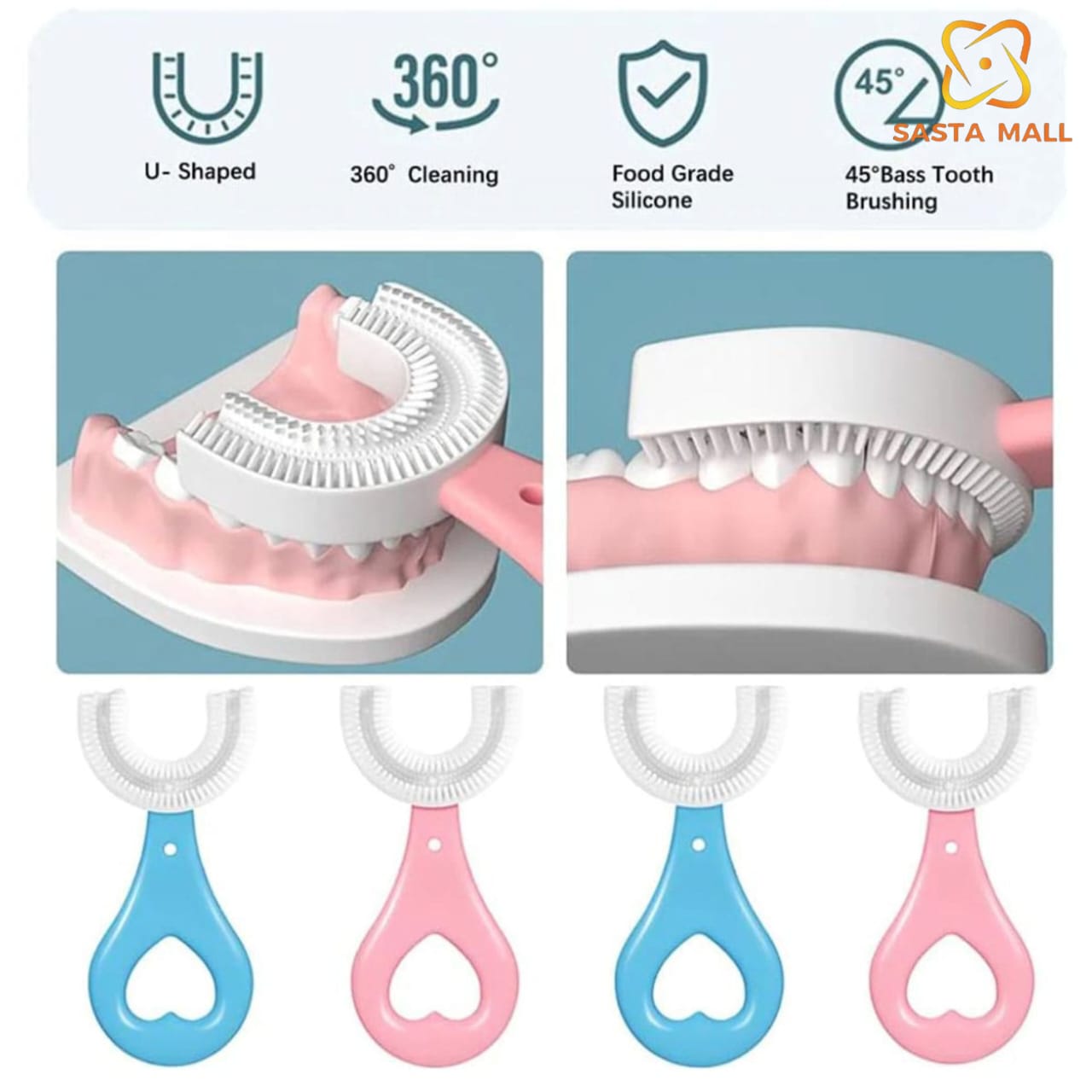 Pack of 3 U-Shaped ToothBrushes for your Child